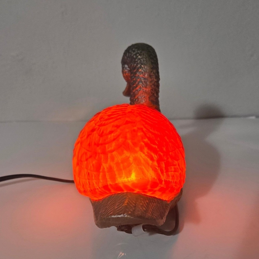 Tiffany Style Amber Slag Glass Duck Bird Mallard Brass Table Lamp Night Light - Picture 6 of 13